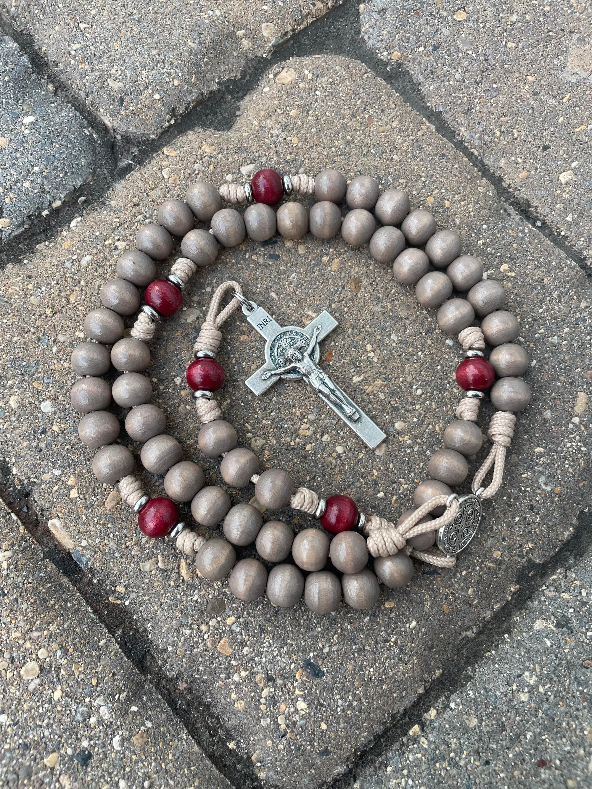 Bethlehem Christmas rosary by Runewood Rosary combining silver hardware and wooden beads for faithful devotion