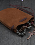 Brown Leather Suede Pouch