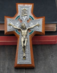 Celtic Wall Crucifix with Green Epoxy 5 1/2''