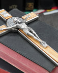 7.5'' Olive Wood Inlay St. Benedict Wall Crucifix