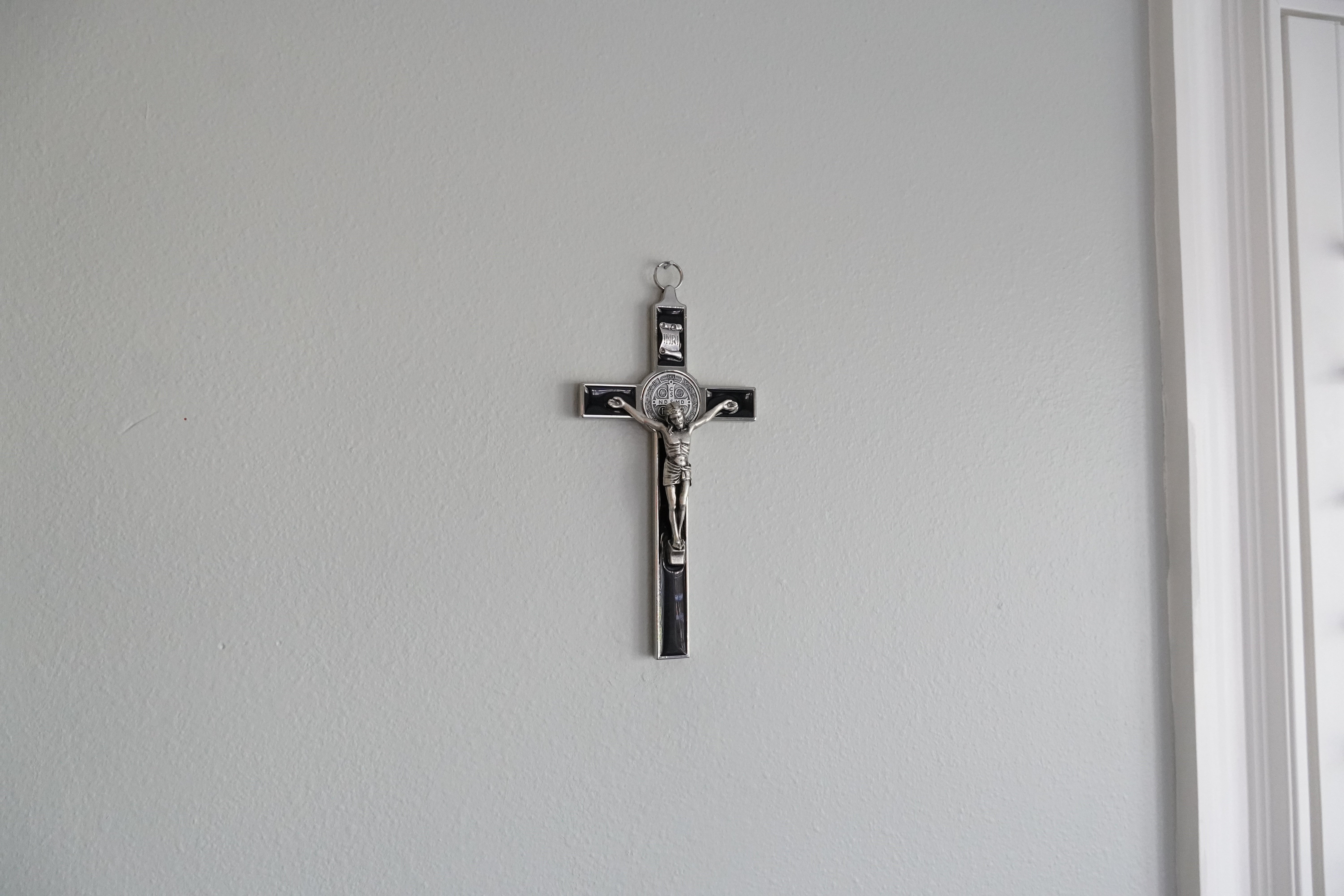 Black Enameled St. Benedict Wall Crucifix 7.5