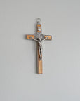 7.5'' Olive Wood Inlay St. Benedict Wall Crucifix