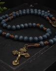 ronze crucifix detail symbolizing strength and devotion on handmade Lepanto Catholic rosary