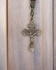 Bronze crucifix detail symbolizing faith and devotion on handmade Mount of Olives rosary