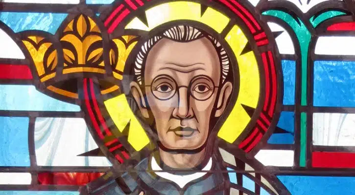 Stained glass of St. Maximilian Kolbe