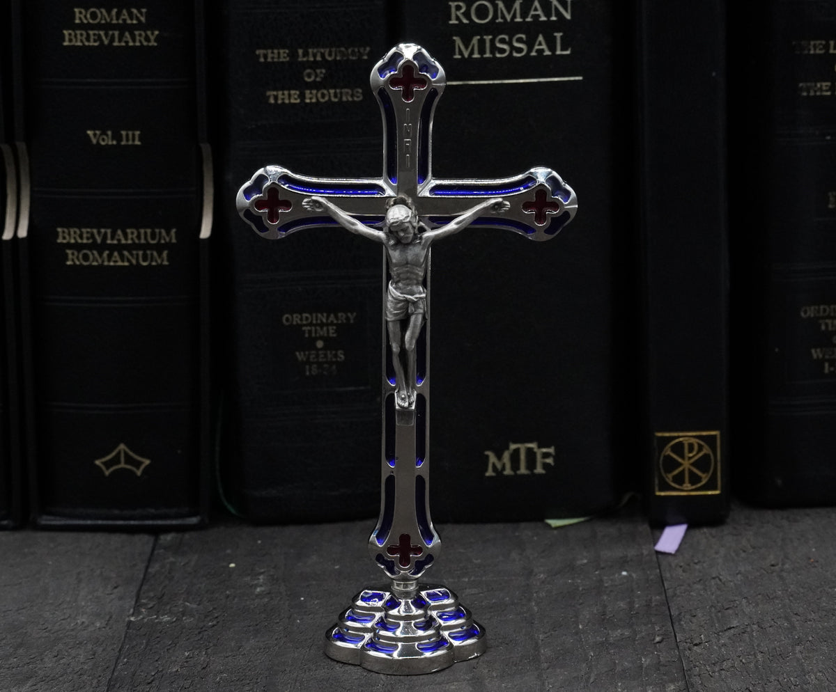 5" Italian-Made Silver-Finished Standing Crucifix