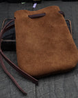 Brown Leather Suede Pouch