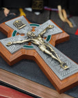 Celtic Wall Crucifix with Green Epoxy 5 1/2''