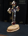 4 Way Communion Confirmation Desktop Crucifix with Red, White and Blue Enamel 4.3''