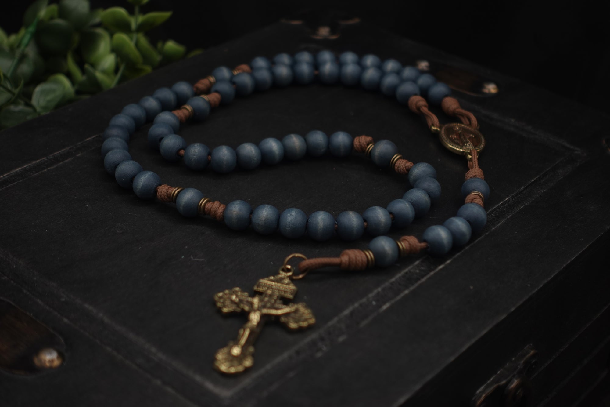 ronze crucifix detail symbolizing strength and devotion on handmade Lepanto Catholic rosary